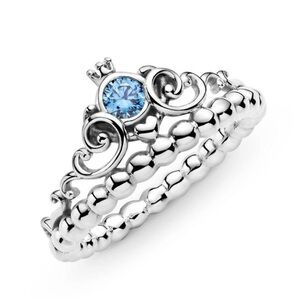 Authentic Pandora Disney Cinderella Blue Tiara Ring - Size 8 - MINT CONDITION